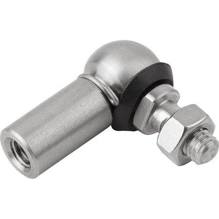 KIPP Angle Joint DIN71802 Right-Hand Thread, M10, Form:Cs W Retaining Clip, Stainless 1.4305 Bright,  K0734.116102